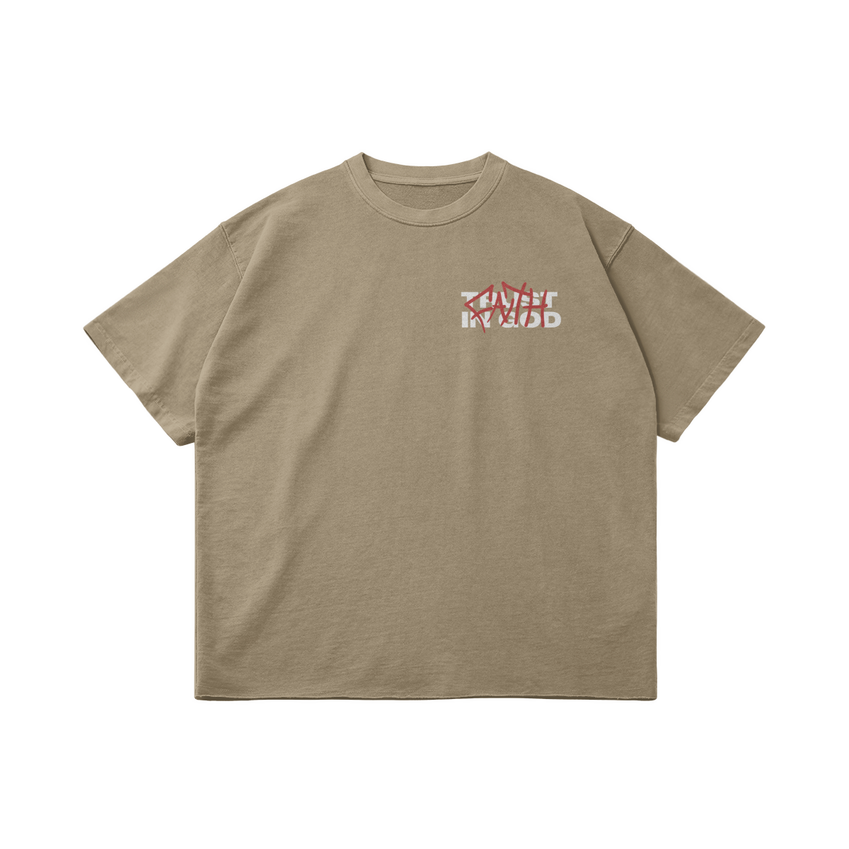 TRUST IN GOD – Faded Raw Hem Tee
