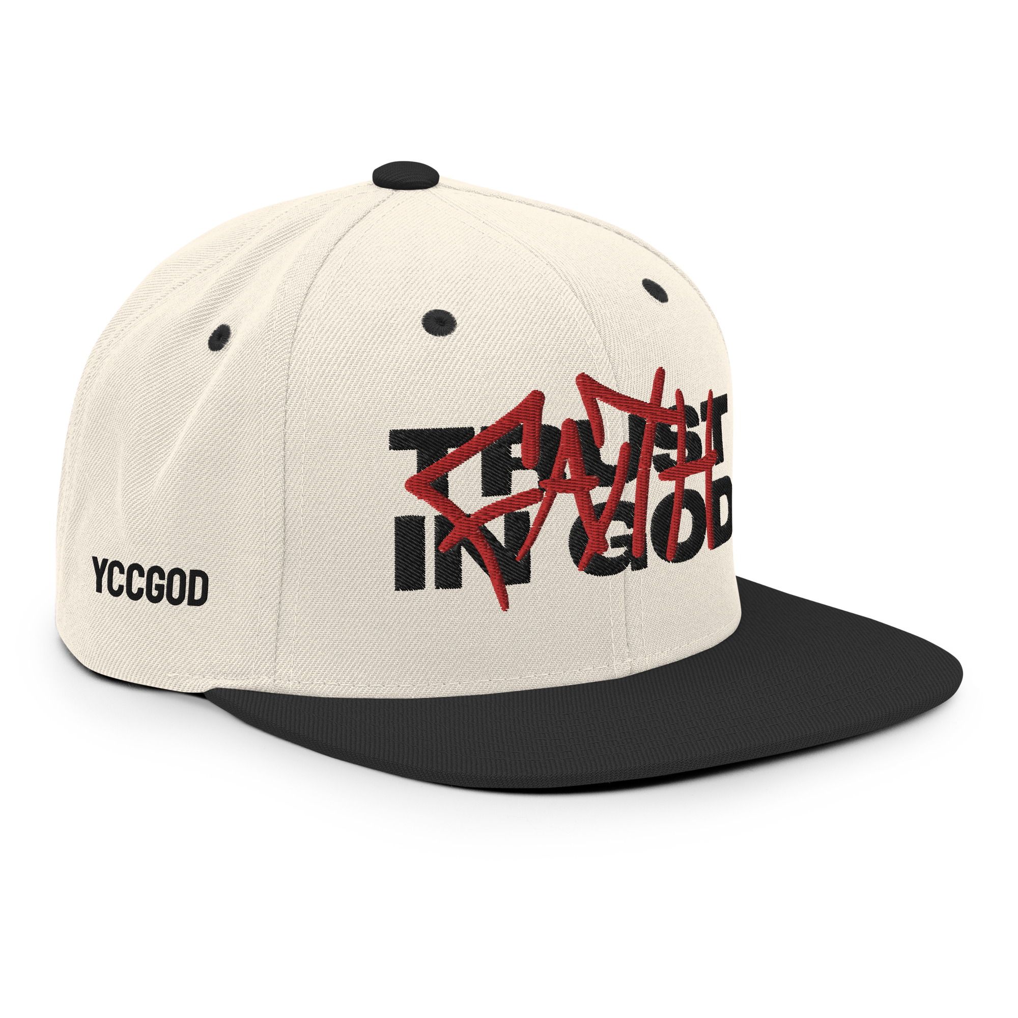 TRUST IN GOD Snapback (Black Stitch)
